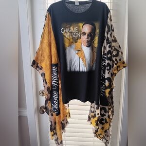 Upcycled Charlie Wilson Graphic Tshirt/Poncho Top